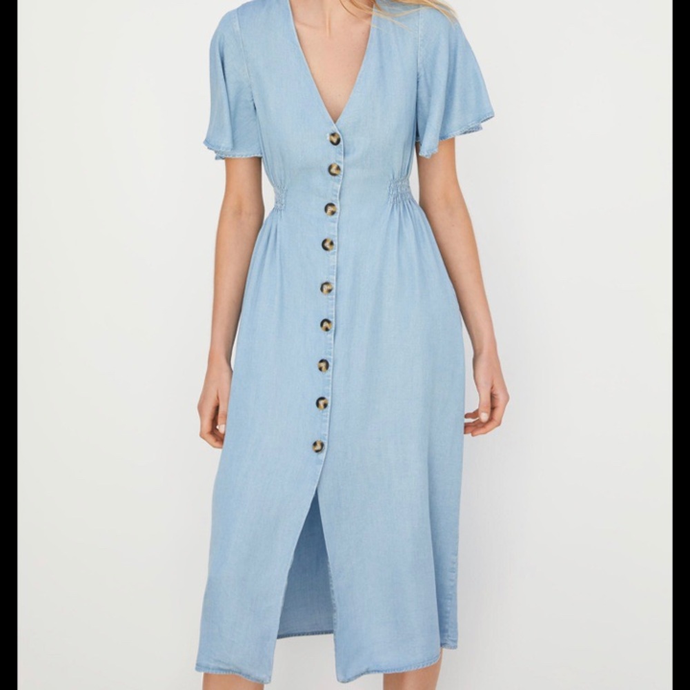 Zara midi denim blue dress
